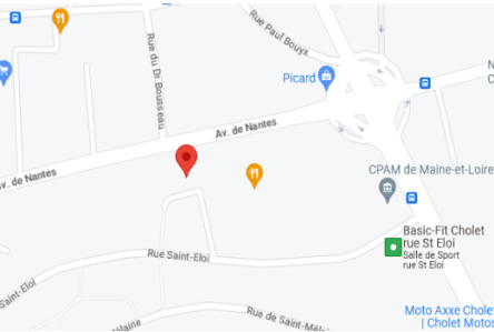 Plan d'accès du cabinet de Cholet, avenue de Nantes, face aux ambulances Colaisseau, à proximité du Rond point de la demi Lune